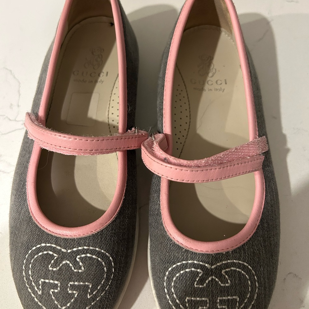 Gucci Kids Pink and Gray Mary Jane Shoes